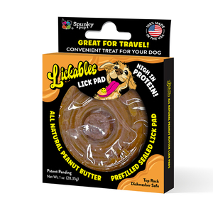 Spunky Pup Lickables Licking Mat Prerrellenado con Crema de Cacahuate para Perro, Chico