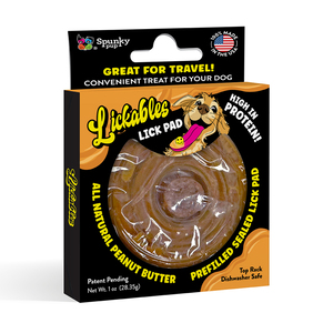 Spunky Pup Lickables Licking Mat Prerrellenado con Crema de Cacahuate para Perro, Chico