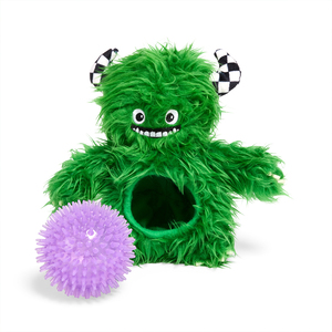 Bootique Halloween Monstruo Verde de Peluche con Pelota para Perro, Mediano