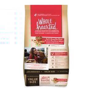 WholeHearted Alimento Natural para Perro Todas las Edades Receta Res y Arroz Integral, 20.4 kg WholeHearted Alimento Natural para Perro Todas las Edades Receta Res y Arroz Integral, 20.4 kg