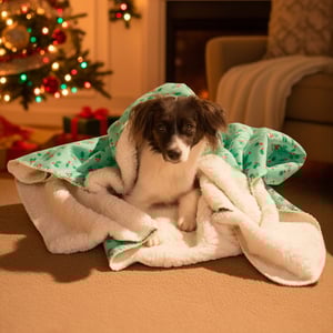 Latipaw Holiday Cobija de Felpa Estampado de Muérdago para Perro, Unitalla Latipaw Holiday Cobija de Felpa Estampado de Muérdago para Perro, Unitalla