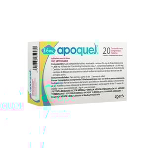 Apoquel Tabletas Masticables Antripruríticas de 3.6 mg para Perro Adulto Raza Pequeña, 20 Tabletas Apoquel Tabletas Masticables Antripruríticas de 3.6 mg para Perro Adulto Raza Pequeña, 20 Tabletas
