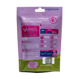 Orgánimals Masticable de Hígado de Pollo Orgánico para Gato Todas las Etapas de Vida, 113 g