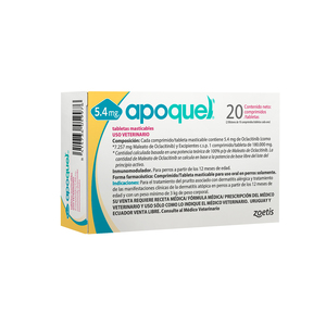 Apoquel Tabletas Masticables Antripruríticas de 5.4 mg para Perro Adulto Raza Mediana, 20 Tabletas Apoquel Tabletas Masticables Antripruríticas de 5.4 mg para Perro Adulto Raza Mediana, 20 Tabletas