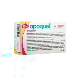 Apoquel Tabletas Masticables Antripruríticas de 16 mg para Perro Adulto Raza Grande, 20 Tabletas Apoquel Tabletas Masticables Antripruríticas de 16 mg para Perro Adulto Raza Grande, 20 Tabletas