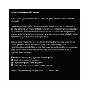 Bio Stones Arena Aglutinante de Bentonita Aroma Lavanda para Gato, 4 kg