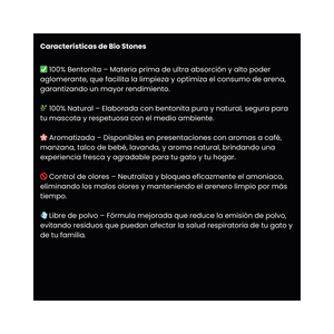 Bio Stones Arena Aglutinante de Bentonita Aroma Lavanda para Gato, 4 kg