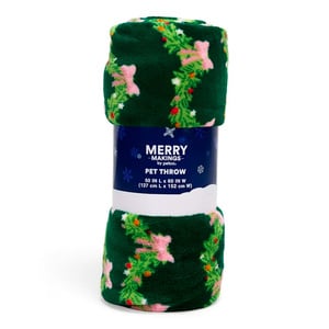 Merry Makings Holiday Cobija Verde de Felpa Patrón Guirnalda para Perro, Unitalla Merry Makings Holiday Cobija Verde de Felpa Patrón Guirnalda para Perro, Unitalla