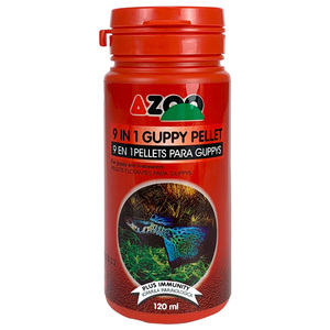 Azoo 9 en 1 Alimento Tipo Pellet Flotante para Peces Guppy y Vivíparos, 120 ml