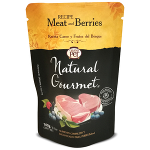 Natural Gourmet Alimento Natural Húmedo para Perro  Receta Carne y Frutos del Bosque, 100 g