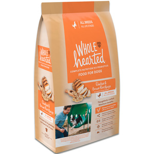 WholeHearted Alimento Natural para Perro Todas las Edades Receta Pollo y Arroz Integral, 13.6 kg
