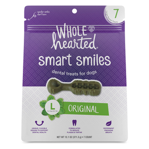 WholeHearted Smart Smiles Premios Dentales Receta Original Tamaño Grande para Perro, 7 Piezas