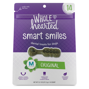 WholeHearted Smart Smiles Premios Dentales Receta Original Tamaño Mediano para Perro, 14 Piezas