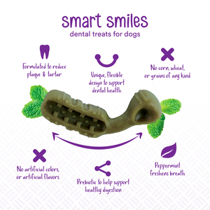 WholeHearted Smart Smiles Premios Dentales Receta Original Tamaño Grande para Perro, 7 Piezas