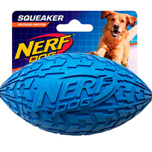 Nerf Balón de Americano Chirriante con Textura para Perro, Azul