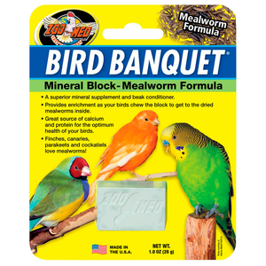 Zoo Med Bird Banquet Mealworm Formula Hueso de Jibia con Gusano de Harina para Aves, 28.34 g