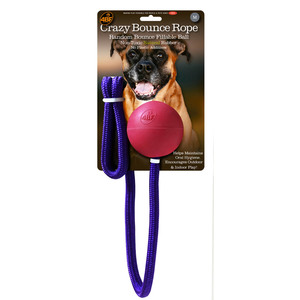 4BF Juguete de Hule Crazy Bounce Rope Rosa para Perro, Mediano