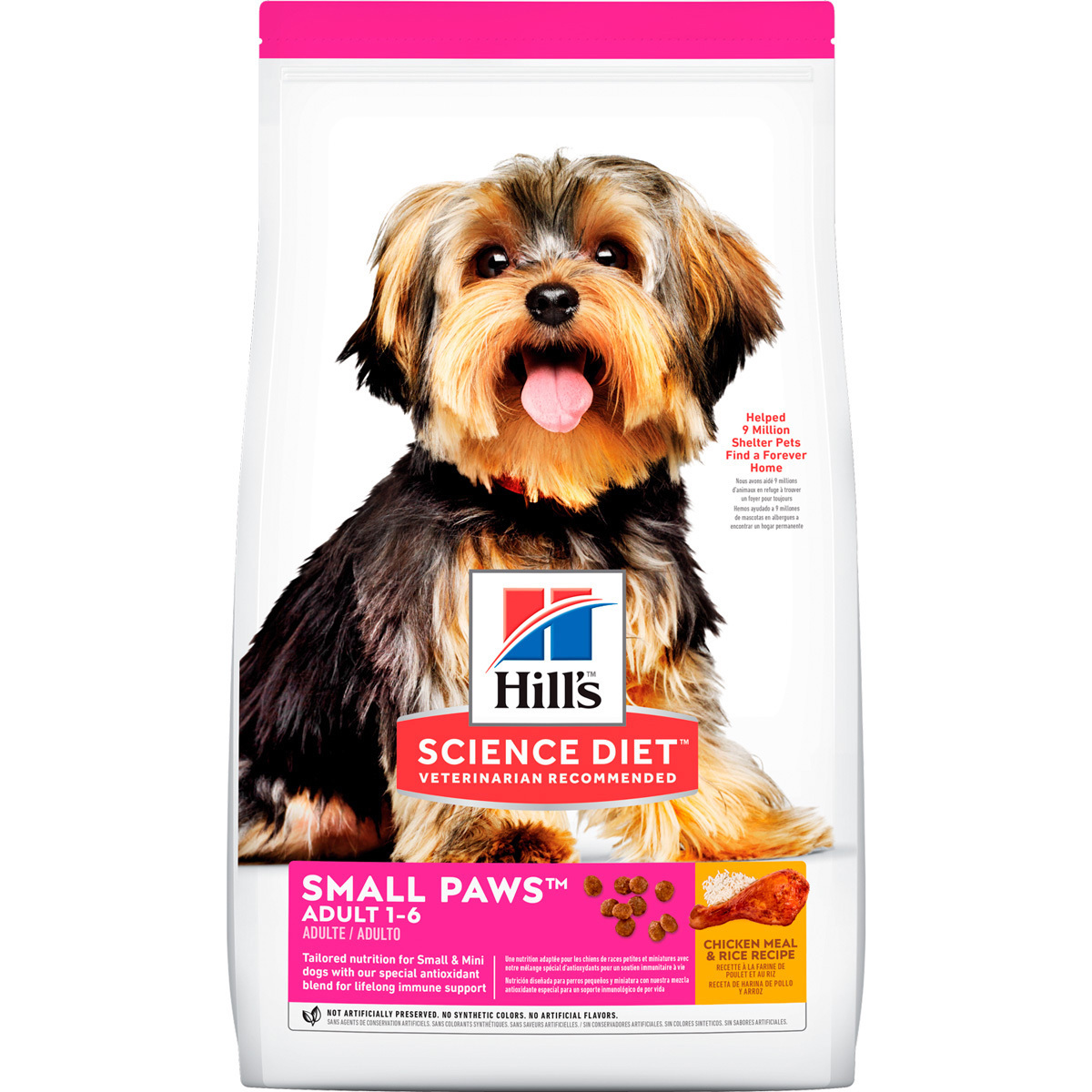 Hill's Science Diet Small Paws Alimento Seco para Perro Adulto Raza Pequeña Receta Pollo y Arroz, 7.03 kg